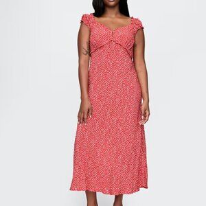 NWOT Gap Crepe Sweetheart Maxi Dress in Red Floral Print